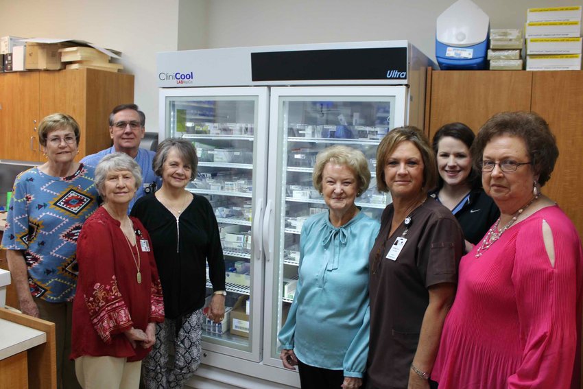 Pictured are a few of the Hospital Auxiliary members along with some of the Pharmacy Department staff. Pictured are, from left, Dianne Hackett, Ricky Deweese, Frances Page, Jo Burt, Jan Williamson, Renetia Holloway, Brittany Gross  and Sue Lewis.