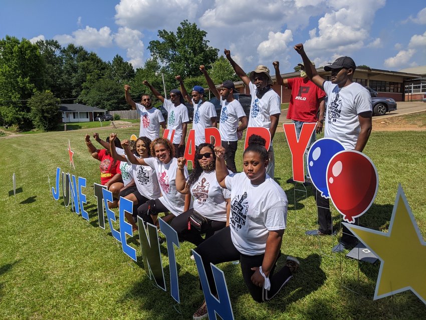 Members of the Black Empowerment Organization sponsored the Juneteenth Celebration which was held at the Booker T. football field Friday. Members of the committee are, front row from left, Ayaine Whitlock, Maggie Burnside, Tiffon Moore, Tiffany Moore, Brianna Colbert, Shakya Boggan, second row from left, Malek Moore, Kerry Fox, Desmond Moore, Antajh Boggan and Laroloret Tisdale. Not pictured are Antonio Cole and Cassie Henson.
