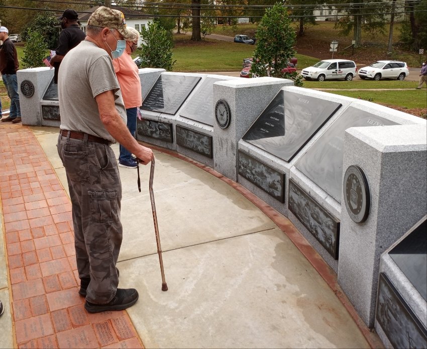 The new Fallen Veterans Monument in Dewitt DeWeese Park was dedicated during the annual Veterans Day ceremonies last Wednesday. More than 300 people attended. There was a ribbon cutting, and then people took time to examine the new monument which displays the names of 102 people from Neshoba County who gave their lives while fighting to defend our country.