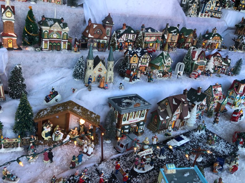 Keith May’s Christmas Village includes a nativity scene.