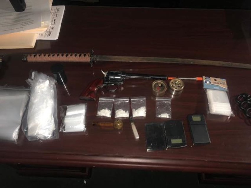 A pistol and sword were seized along with meth following a recent bust in the Bethsaida community.