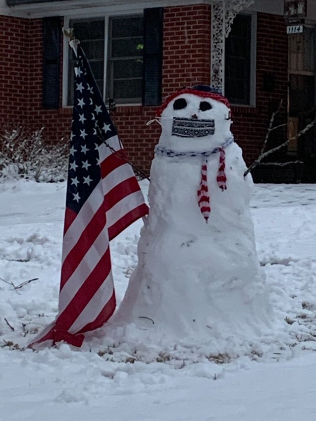 Amy Burnett's patriotic snowman near Neshoba Central.