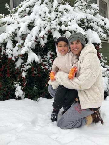 Samantha and Avery Hoskins in the snow.