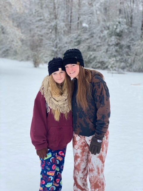 Hattie McLain and Lauryn Bailey enjoying the snow on Monday!
