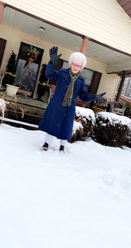 At 88 years young, Rubye Copeland (Mamaw Rubye) enjoying the snow.