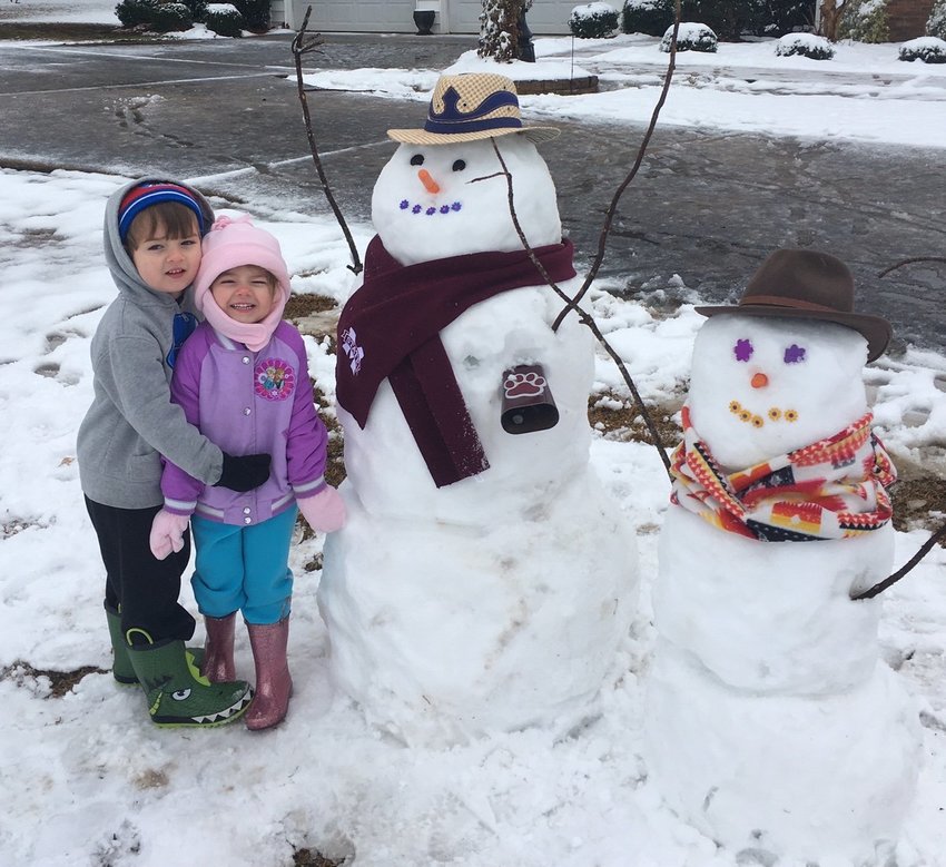 Zach and Macy Madison from the Forestdale community had so much fun making their snowmen!