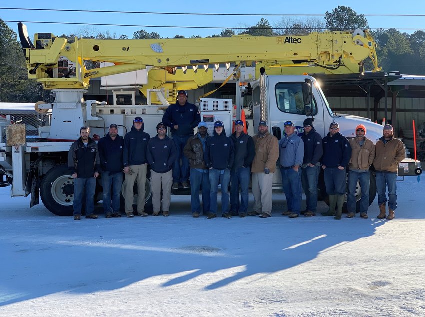 A crew from North East Mississippi Electric Power Association headed to Neshoba County last Friday to assist Central Ellectric.