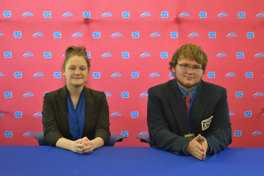 Neshoba Central junior Madison Eickhoff and senior Noah Savell recently won first place for a board game they produced in a state competition.