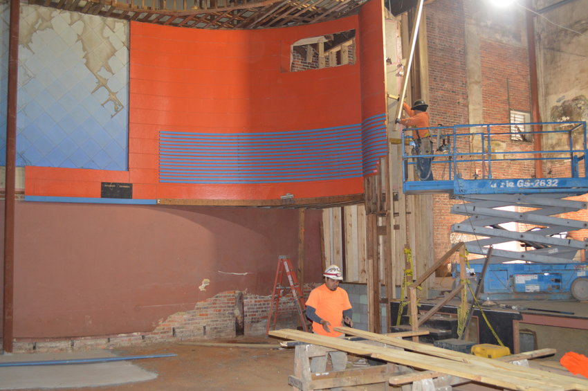 Contractors are hard at work renovating the interior of the Ellis Theatre for the Marty Stuart Congress of Country Music. Work on Phase 1 of the $30 million project began in October and is currently 35 percent complete.