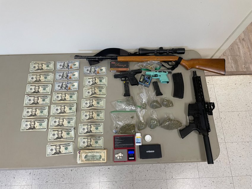 Drugs, weapons, cash and paraphernalia seized in this arrest made last week.