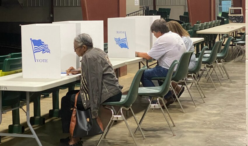 Voters at the Neshoba County Coliseum during the party primary elections on Tuesday, Aug. 8.