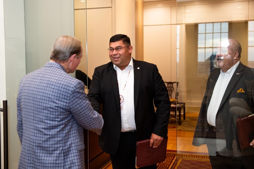 Tribal Chief Cyrus Ben meets with Mississippi State University President Dr. Mark Keenum.