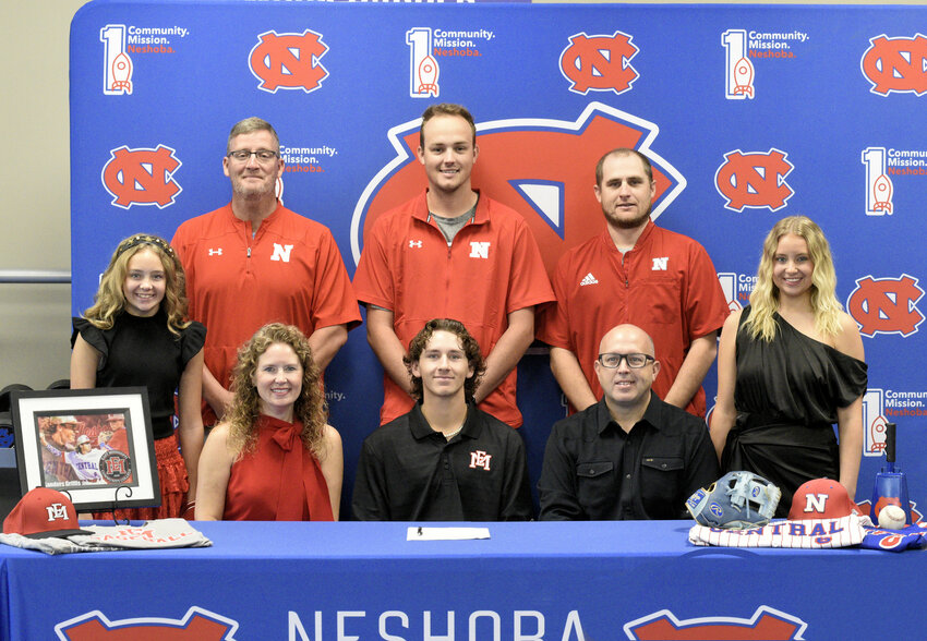 Pictured, front row from let, are his mom, Leslie Griffis, Sanders Griffis, and his dad, Wright Griffis (Back) His sister, Laney Griffis, Head Coach Jonathan Jones, Assistant Coach Tanner Jones, Assistant Coach Kip Fulton and his sister, Maggie Griffis.